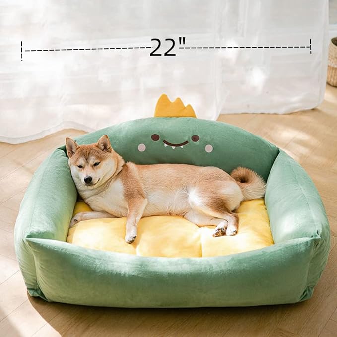 22" Dinosaur Pet Bed,Large Square Dog Bed,Ultrasoft Plush Pet Bed for Large Dog Beds (Medium)