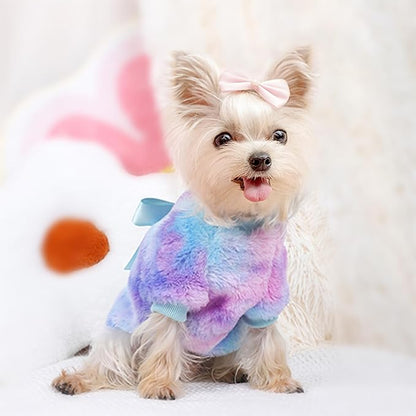 Dog Winter Clothes Fleece Warm Dog Sweaters for Medium Dogs Girl Boy Cold Weather Dog Coat Tie Dye Doggy Shirt Outfit Fall Cat Apparel Clothing (XX-Small 2)