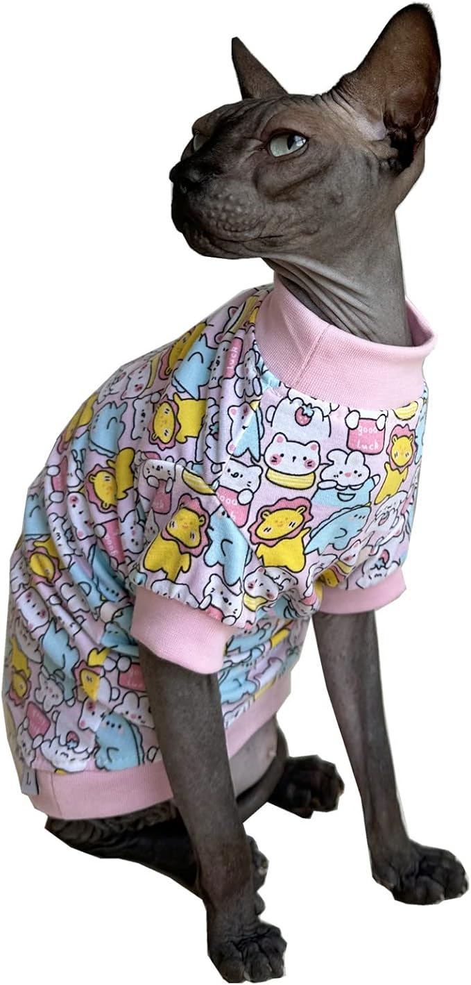 Sphynx Hairless Cat Cute Summer Cotton T-Shirts Pet Clothes 1))