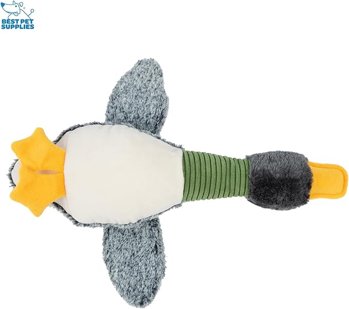 Best Pet Supplies Interactive Mallard Mates Dog Toy with Crinkle and Squeaky Enrichment for Small and Medium Breed Puppies or Dogs, Cute and Plush - Mallard Duck Wing (Gray), Medium