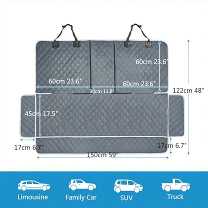 Grey Dog Car Seat Cover for Back Seat X-Large