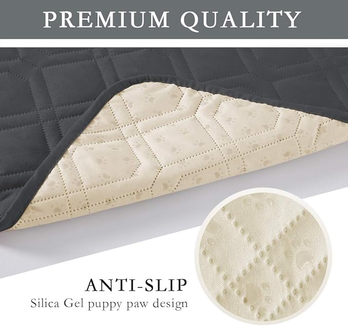 SUNNYTEX Waterproof Dog Bed Cover Dog Mat Pet Pad Pet Blanket for Couch Sofa Bed Mat Anti-Slip Furniture Protrctor (Dark Grey) 30 inches *70 inches