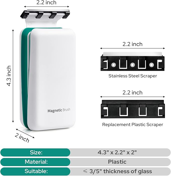 KEDSUM Magnetic Aquarium Tank Algae Scrapers, 2-in-1 Fish Tank Glass Cleaner, Floating Scrubber Clean Brush with 2 Blades [Scratch-Free, Non-Slip, Magnetizing] (XL)