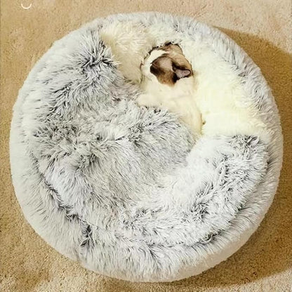 Cat Bed Round Fluffy Hooded Cat Bed Cave