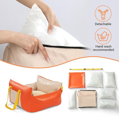 Dog Car Seat for Small Dogs Waterproof Travel Dog Bed for Car Backseat Pet Car Seat(Orange 25 lbs)