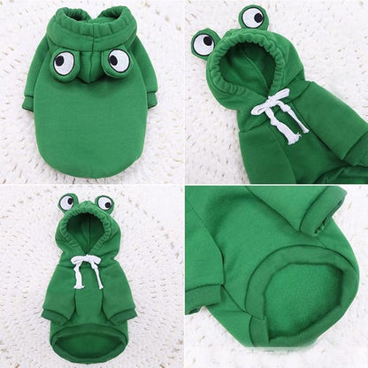 Dog Christmas Halloween Costumes,Dog Hoodies for Small Dogs Cats, Cat Puppy Outfits,Yorkie Chihuahua Pomeranian Clothes (Medium, Green-Frog)