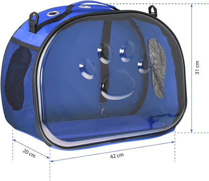 Pet Carrier Backpack, cat Carrier Bag, cat Dog Carrier Bag, Bird Carrier Bag, Backpack Carrier with Foldable Shoulder Strap, Designed for Cats and Puppies, Airline Approved, Travel, Hiking (Blue)