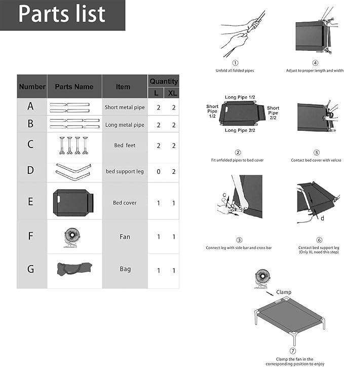 Cooling Elevated Dog Bed 6-Inch Portable