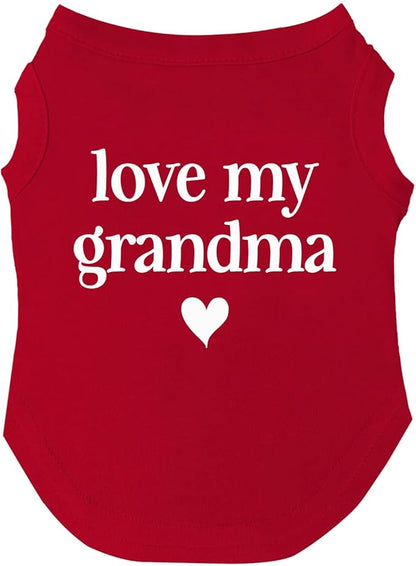 Love My Grandma Valentine's Day Dog Tee Shirt Sizes for Puppies, Toys, and Large Breeds (Red, X-Small 399)