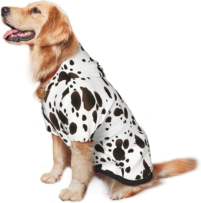 Cute Dalmatian Print Dog Hoodies，Dog Clothes with Pocket