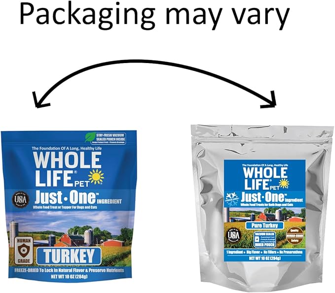 Whole Life Pet Just One Turkey Dog and Cat Value Packs - Human Grade, Freeze Dried, One Ingredient - Protein Rich, Grain Free, Made in The USA