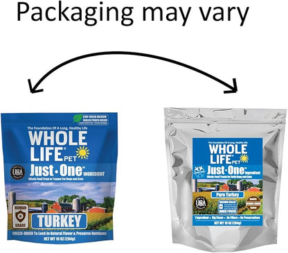 Whole Life Pet Just One Turkey Dog and Cat Value Packs - Human Grade, Freeze Dried, One Ingredient - Protein Rich, Grain Free, Made in The USA