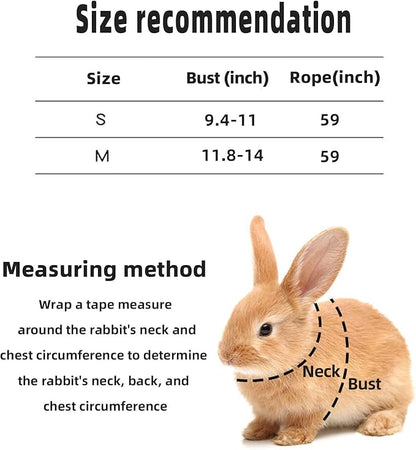 Adjustable Bunny Harness and Leash Set Double Buckle with Reflective Strips Rabbit Vest Pets Stuff Suitable for Rabbit Walks Accessories (Orange Green, S)