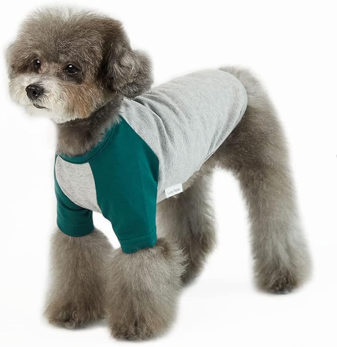 Dog Shirt for Small and Large Dogs Raglan Cotton T-Shirts Soft Breathable Dog Shirts pet Clothes Gray Series (X-Small