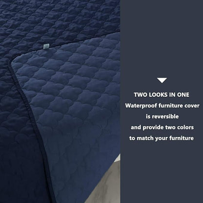 Dog Blankets for Couch Protection Waterproof Dog Bed Covers Pet Blanket Furniture Protector (Navy+Blue 82"x96")
