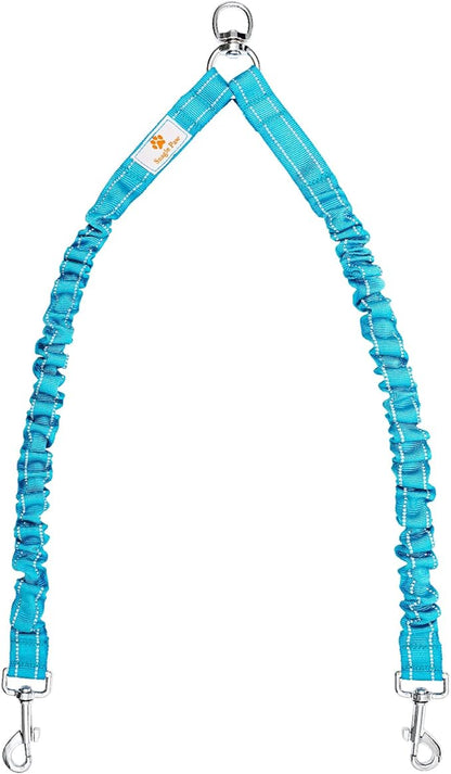Tangle Free BungeeX2 Double Dog Leash Coupler 360° Swivel Leash|0-30lbs|, Comfortable 2 Dogs