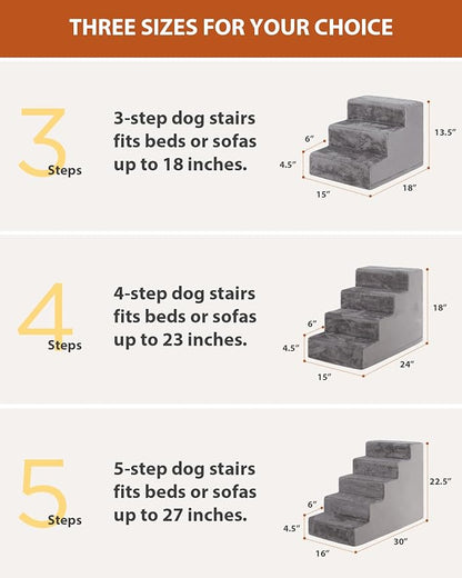 Dog Stairs for Small Dogs，18’’ 4-Step Pet Stairs for High Beds and Couches，Dog Steps with Non-Slip Bottom and High-Density Foam Indoor Outdoor