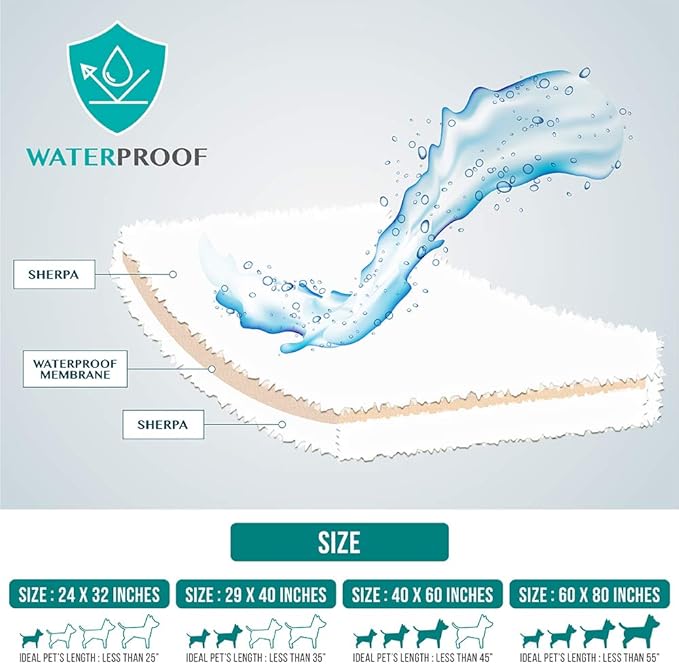 PetAmi Fluffy Waterproof Dog Blanket for Small Medium Dogs 29x40)