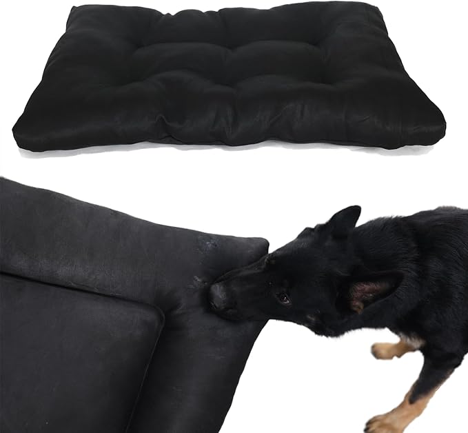 Indestructible Dog Beds Chew Proof Large Dogs Washable 42inch Crate 42"x28",Black