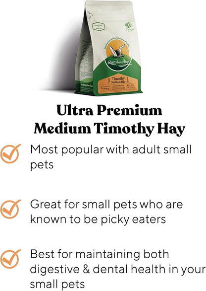 Ultra Premium Medium Timothy Hay for Small Pets - 20 lb Box - Hand-Selected & Farm Fresh