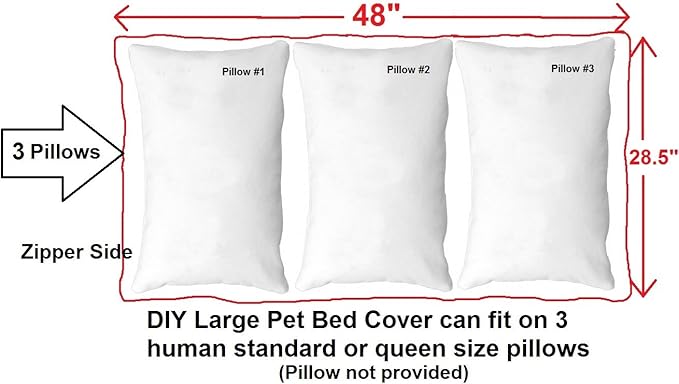 Dogbed4less Do It Yourself DIY Pet Bed Pillow Duvet Denim Cover with Waterproof Internal case for Dog or Cat, Large 48"X29" Blue Color - Covers only