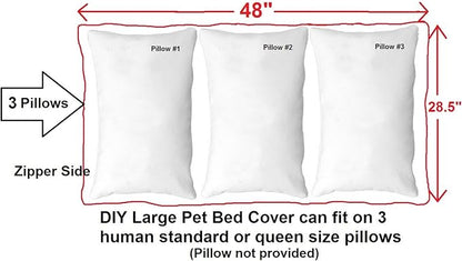 Dogbed4less Do It Yourself DIY Pet Bed Pillow Duvet Canvas Cover + Waterproof Internal case for Dog/Cat at Large 48"X29" Black Color