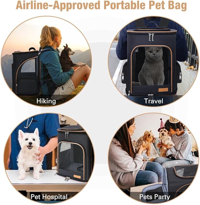 Lekereise Black Cat Backpack for Large Cats and 20-25 Lbs