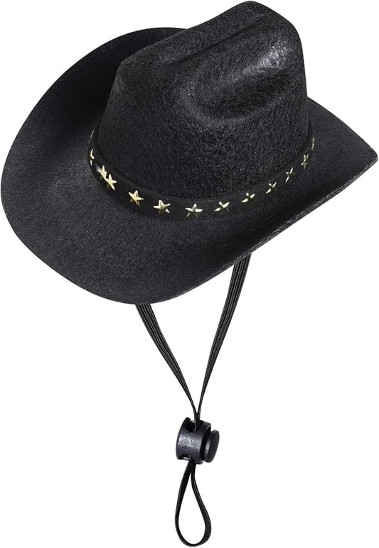 choyaxo Pet Cowboy Costume Cosplay Cap Halloween Costumes for Dogs Cat Pet Party Decoration Mini Cowboy Hat (Black, Small)