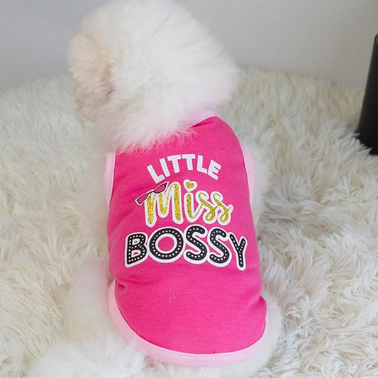 Dog Shirt 2 Pcs Summer Cotton Vests for Small Dog Cats Boy Girl (Miss Bossy, X-Small)