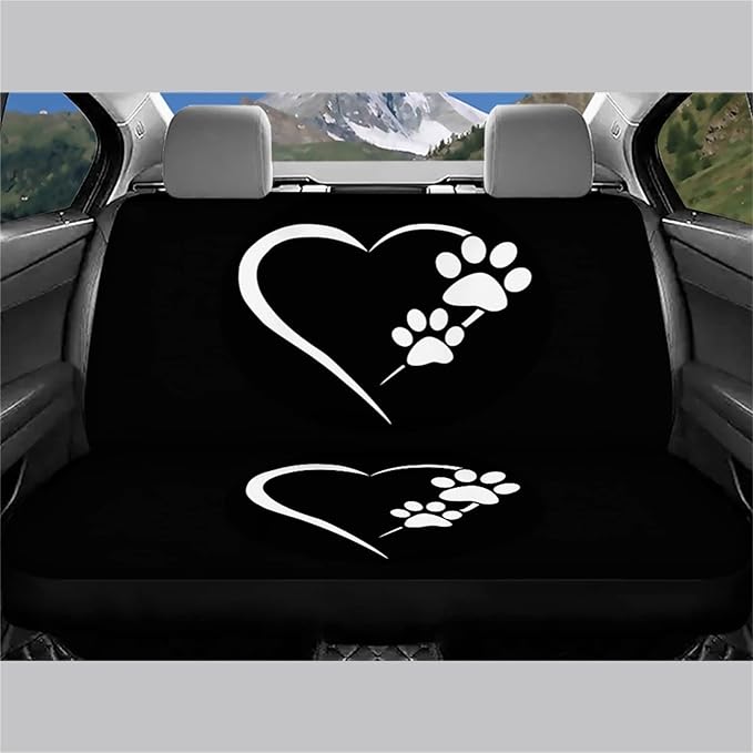 Mumeson Dog Paw Heart Print Rear Seat Covers