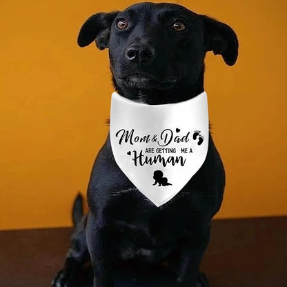 Mom&Dad are Getting Me a Human Dog Bandanas, Pregnancy Announcement Dog Bandanas, Pregnancy Reveal Ideas, Gender Reveal Photo Prop Pet Scarf Accessories (White)
