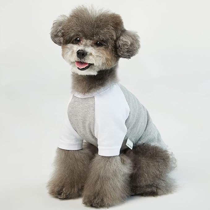 Dog Shirt for Small and Large Dogs Raglan Cotton T-Shirts Soft Breathable Dog Shirts pet Clothes Gray Series (Large