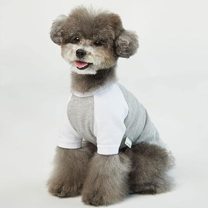 Dog Shirt for Small and Large Dogs Raglan Cotton T-Shirts Soft Breathable Dog Shirts pet Clothes Gray Series (Small