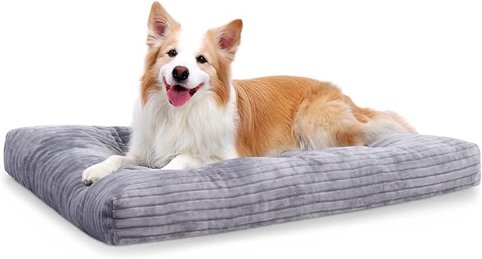 Dog Crate Bed Washable Dog Beds for Large Dogs Deluxe Thick Flannel Fluffy Comfy Kennel Pad Anti-Slip & Anti-Scratch Pet Sleeping Mat 35 x 23 Inch,