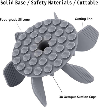 Slow Feeder Dog Bowls Insert [36 Octopus Suction Cups] Super Firm Slow Eating Bowl [Cuttable] for Small Breed and Medium Size Dog Compatible with Regular and Elevated (Spiral)