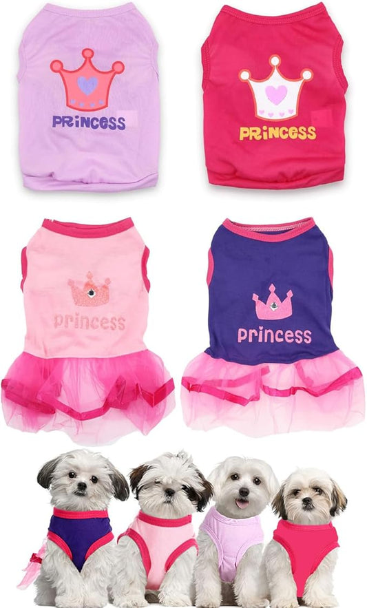 4 Packs Small Dog Dress Puppy Dresses Pet Small Dogs Shirt Girl Dog Clothes Dresses for Girls