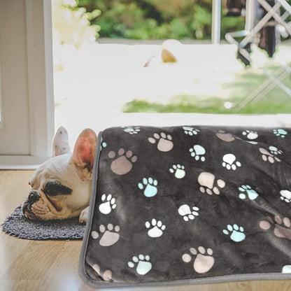 Rezutan Upgraded Dog Blankets for Large Dogs,3Pack Dog Cat Blankets Washable, Soft Pet Mat Throw Cover for Kennel Crate Bed, Cute Paw Pattern, Dog Blanket, Pet Blanket (Grey 31"x41")