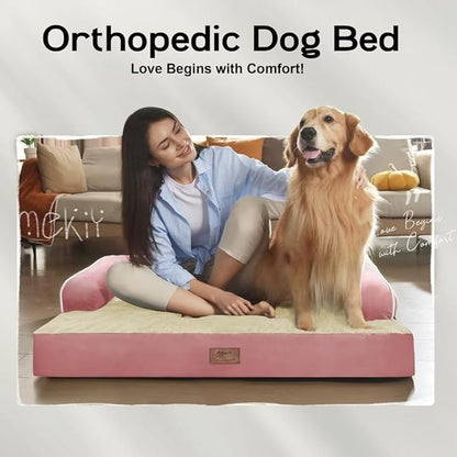 Large Dog Bed Orthopedic Washable: Beds Bolster
