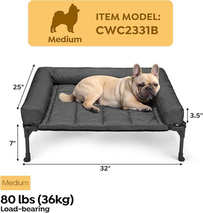 Veehoo Cooling Elevated Dog Bed + Waterproof Removable Pillow-Top Mat CWC2331B