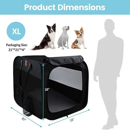 30 Inch Soft Dog Crate, Foldable Dog Crate, Travel Collapsible Dog Kennel with Waterproof Pet Bed for Cat, Dog, Large Black