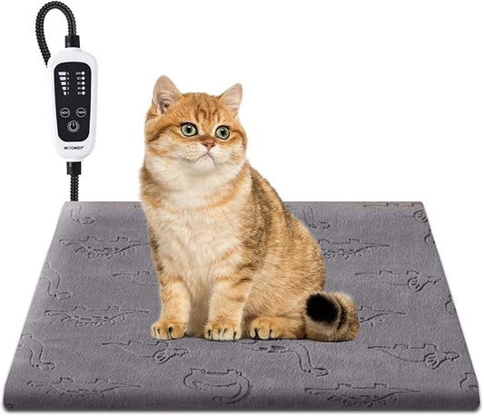 WOOMER Pet Heating Pad for Cats and Dogs, Includes Two Covers, Heated Bed with Steel-Wrapped Cord, Waterproof and Chew-Resistant, 18”×18” M Size for Cats, Small Dogs, Chicks, and Rabbits