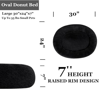 Coohom Oval Calming Donut Cuddler Dog Bed Bed(30"/36"/43") for (L(30"x24"x7"), Dark