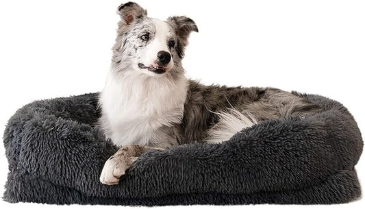 Large Dog Bed Cat Bed Fluffy Plush Dog Crate Beds for Large Dogs Anti-Slip Pet Bed Dog Crate Pad Sleeping Mat Machine Washable (Large