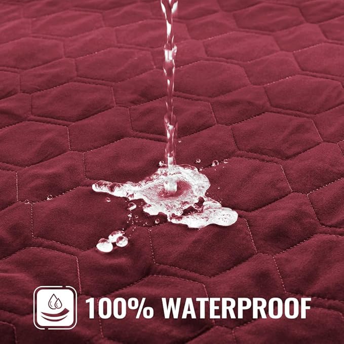 nanbowang Waterproof Dog Bed Covers Replacement Washable Pet Hair Easy to Remove (32x44x6, Burgundy)