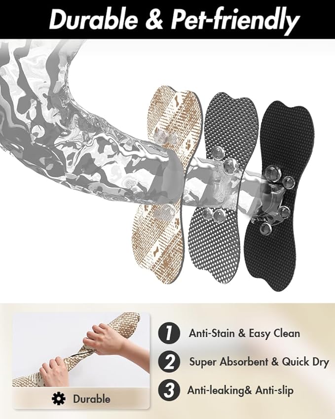 PADOOR- Dog Food Mat- Absorbent Pet Food Mat- Dog Bowl Mat Bone Shaped- Quick Dry Dog Feeding Mat 12"x19", Brown