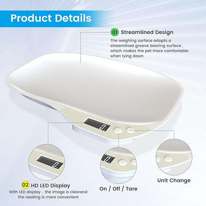 Integrated Puppy Scale,Multi-Function LCD Scale Digital Weight with 4 Dog RopeToy＆15 Adjustable Puppy Collars,Perfect Puppy/Kitty/Hamster/Hedgehog,Capacity up to 33 lb,Length 11inch White