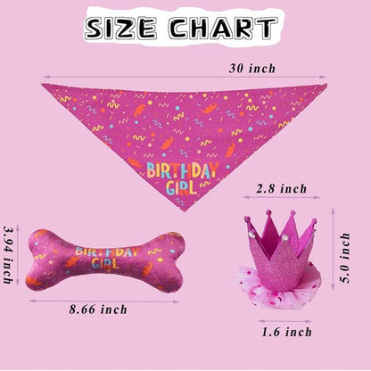 Dog Birthday Bandana Large Dog Birthday Hat Happy Birthday Bone Toy Dog Party Set Party Suppliers Dog Accessories and Pet Decorations (Pink)