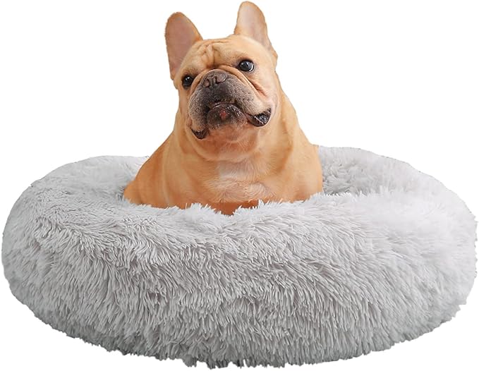 70cm Calming Dog Cat Bed, Plush Donut Pets Beds for Medium Dogs Cats, Soft Puppy Kitten Cuddler Round Bed Cushion, Washable Warm Dog Beds for Improved Sleeping