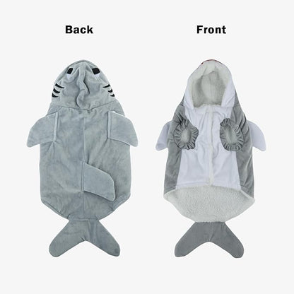 Dog Shark Costume - Doggy Halloween Costumes Winter Pet Hoodie Holiday Cospaly Pet Coat for Cats and Small Medium Pets (Grey, L)