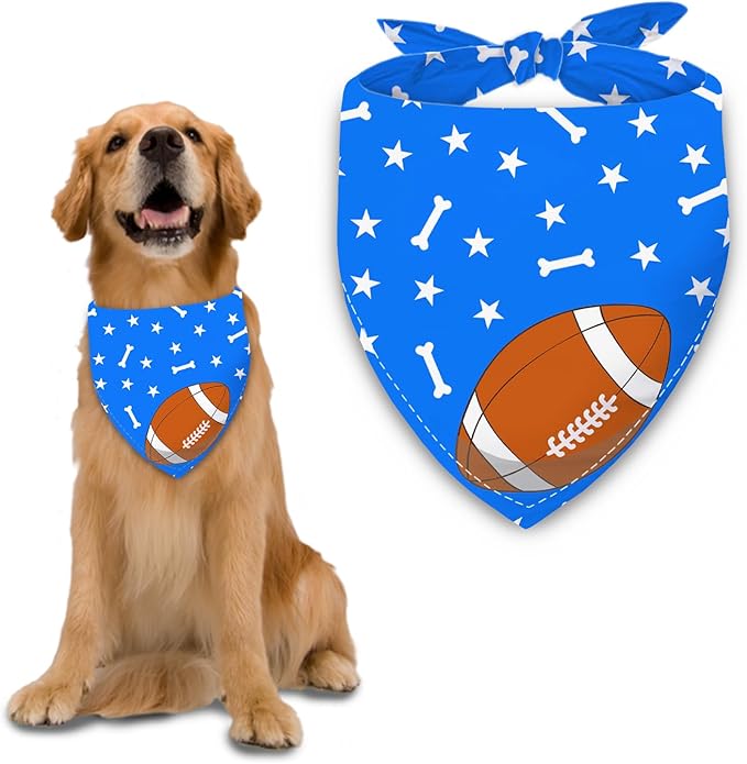Football Dog Bandana Boy Girl Pets Bibs Scarf Triangle Adjustable Handkerchief